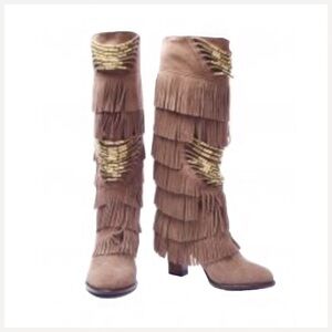 Kitson Star Ash Blonde Ambition Taupe Fringe Boots